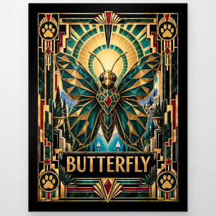 Schmetterling, Art Deco Wildlife Postkarte
