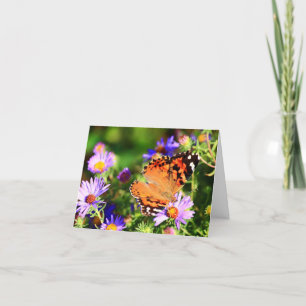 Schmetterling auf Aster-Blume Notizkarte/Grußkarte Karte