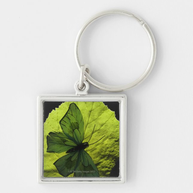 Schmetterling auf Blatt Schlüsselanhänger (Vorne)