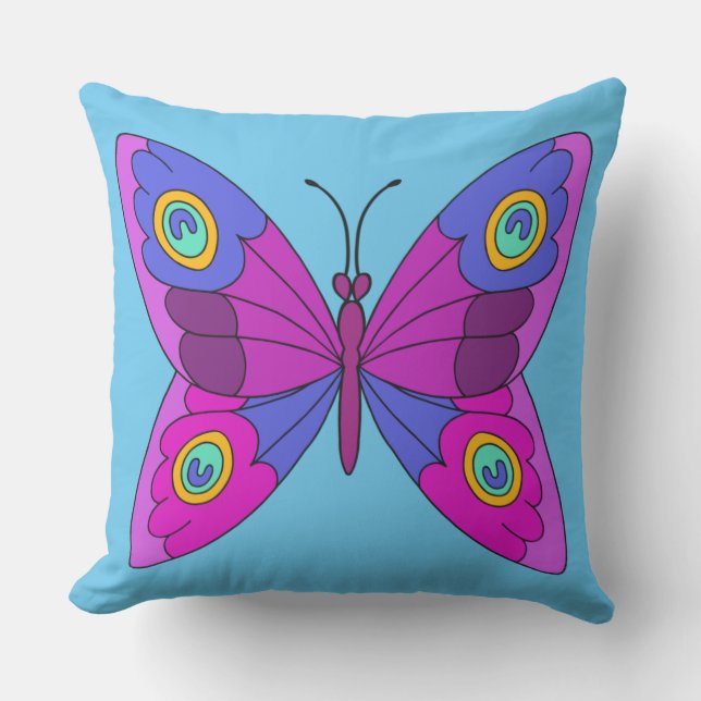 Schmetterling auf blauem Hintergrund wirbelkissen Kissen (Vorderseite)