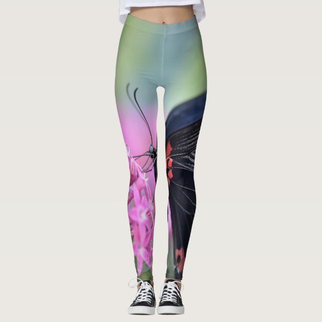 Schmetterling auf Blume Leggings (Vorderseite)