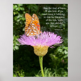 Schmetterling auf Blume mit Vers über Hoffnung und Poster