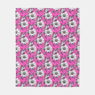 Schmetterling auf Blume Muster rosa Design Fleecedecke