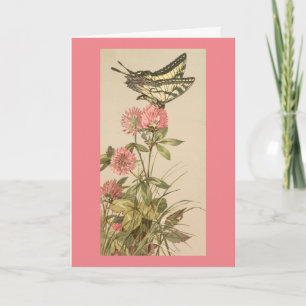 Schmetterling-auf-Blumen-Dankeschön-Karte Karte
