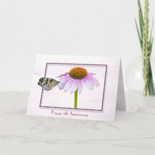 Schmetterling auf Cone Blume 5. Jubiläumskarte Karte