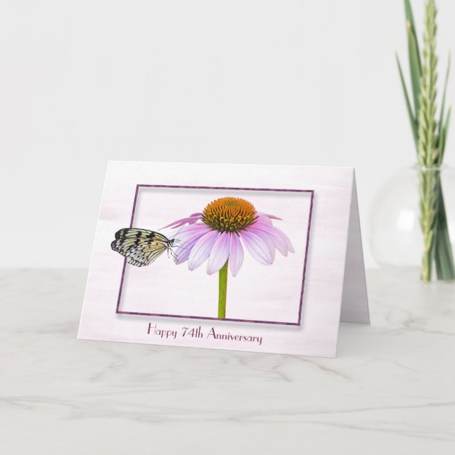 Schmetterling auf Cone Blume 74. Jubiläumskarte Karte (Vorderseite)