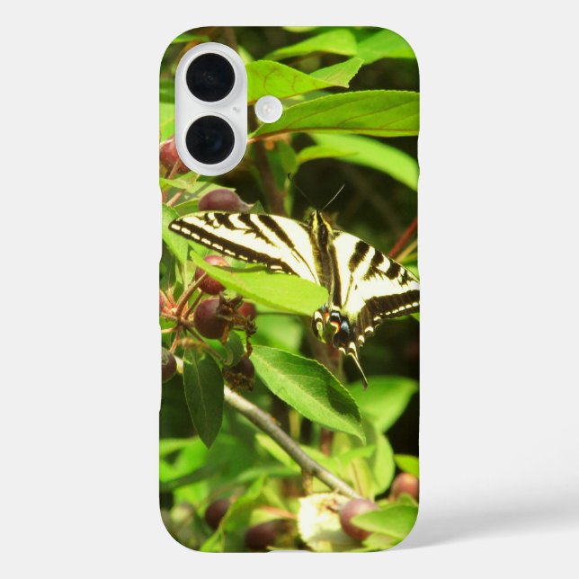 Schmetterling auf Crabapple iPhone 16 Hülle (Rückseite)