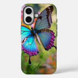 Schmetterling auf dem Personalisierten Blume iPhone 16 Hülle