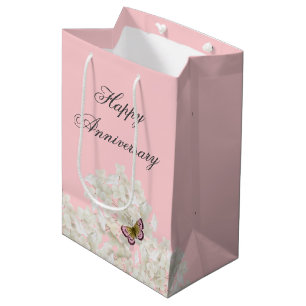 Schmetterling auf dem Weißen Hydrangea Jubiläum Mittlere Geschenktüte