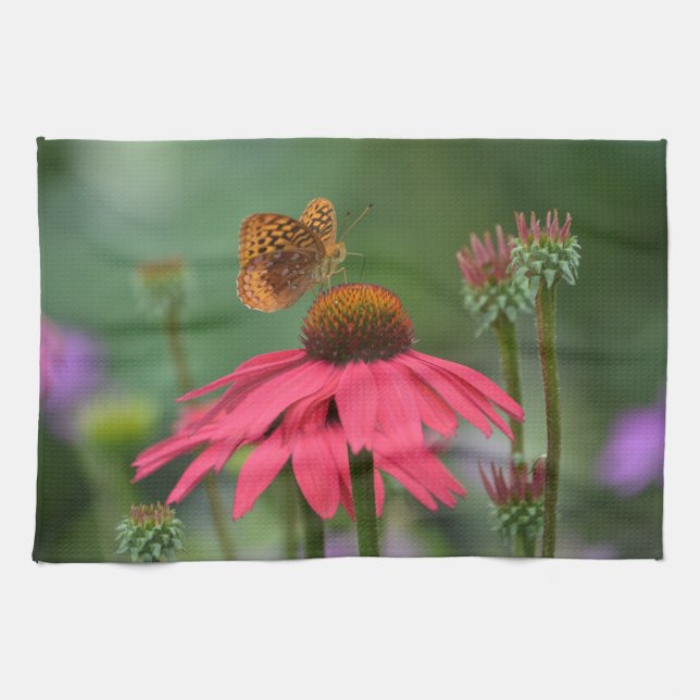Schmetterling auf der Blume Küchentuch (Horizontal)