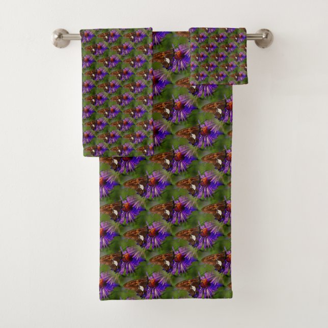 Schmetterling auf der Blume Naturkunst Badhandtuch Set (Insitu)