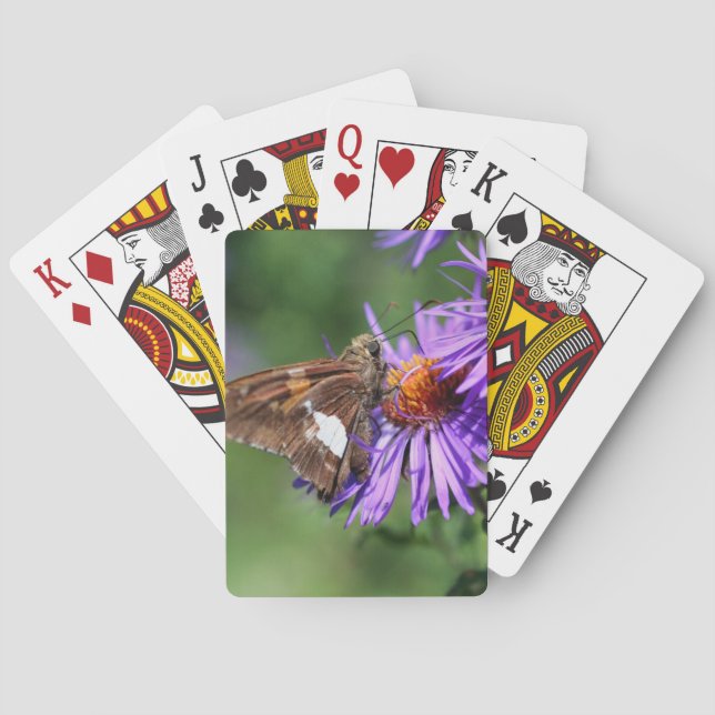 Schmetterling auf der Natur des Lila Sterns der Bl Spielkarten (Rückseite)