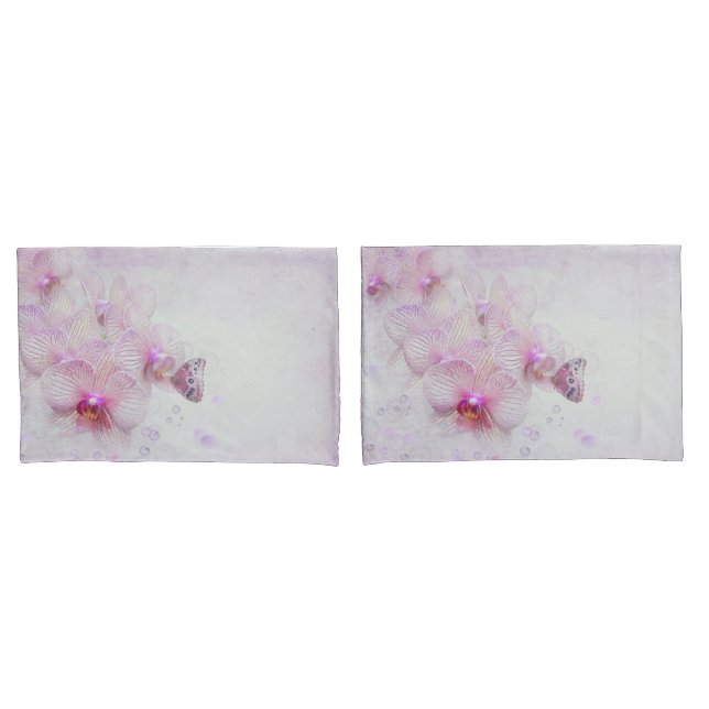 Schmetterling auf einem rosa orchiden Blossom mit  Kissenbezug (Vorderseite-Set)