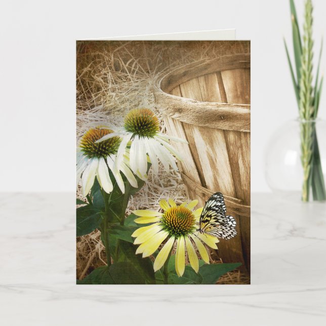 Schmetterling auf einer klonen Blume zum Geburtsta Karte (Vorderseite)