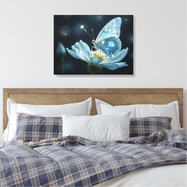 Schmetterling auf einer Mondblume Leinwanddruck (Insitu (Schlafzimmer))