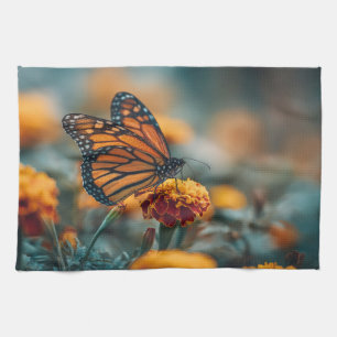 Schmetterling auf einer Ringelblume Geschirrtuch