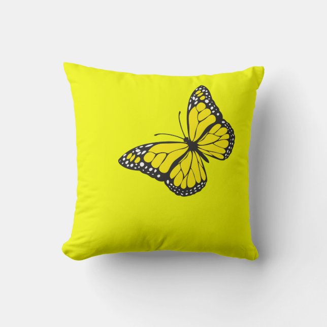 Schmetterling auf gelbem Hintergrund Kissen (Vorderseite)