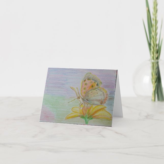 Schmetterling auf gelber Blume Dankeskarte (Vorderseite)