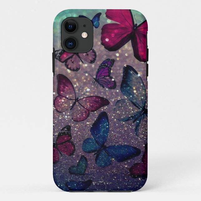 Schmetterling auf Glitzer Case-Mate iPhone Hülle (Rückseite)