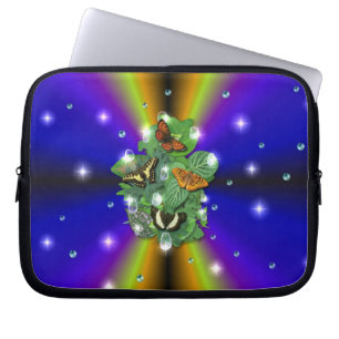 Schmetterling auf lila Gelben Regenbogen Laptopschutzhülle