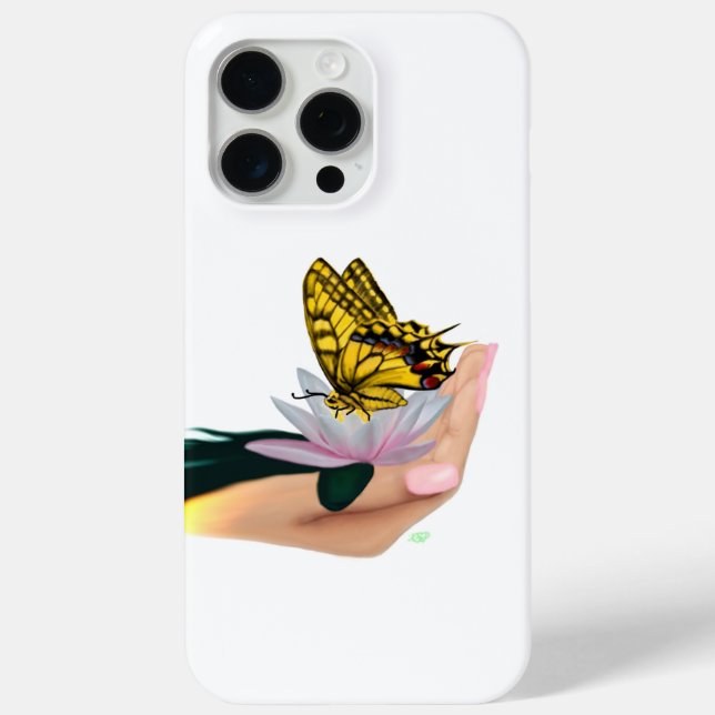 Schmetterling auf Lotus Bloom Case-Mate iPhone Hülle (Rückseite)