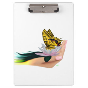 Schmetterling auf Lotus Bloom Klemmbrett