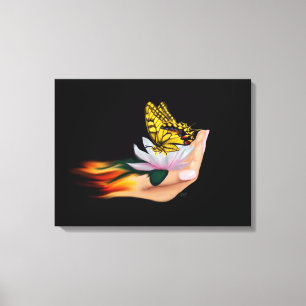 Schmetterling auf Lotus Bloom Leinwanddruck