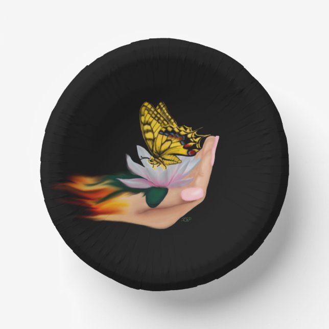 Schmetterling auf Lotus Bloom Pappteller (Vorderseite)