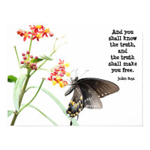 Schmetterling auf Milchweed, mit Verse (John 8:32)