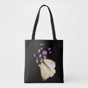 Schmetterling auf Pink Garden Blume Blumenkäse Tasche