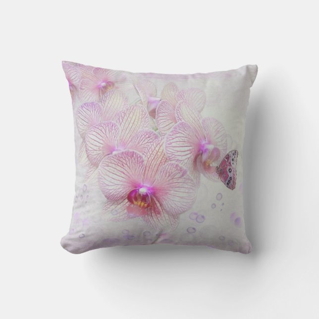 Schmetterling auf Pink Orchid Kissen (Vorderseite)