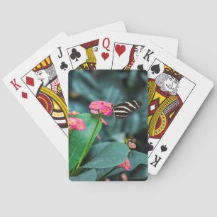 Schmetterling auf rosa Blütenfotografie Spielkarten