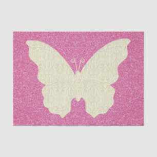 Schmetterling auf rosa Glitzer Seidenpapier