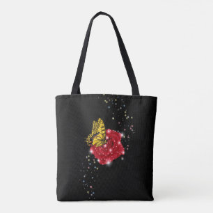 Schmetterling auf rote Rose mit Sternen und Regent Tasche