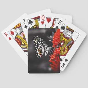 Schmetterling auf roten Blumen Spielkarten