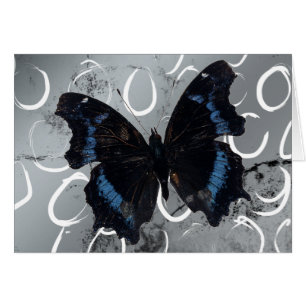 Schmetterling auf silbernem Grund mit leeren Kreis