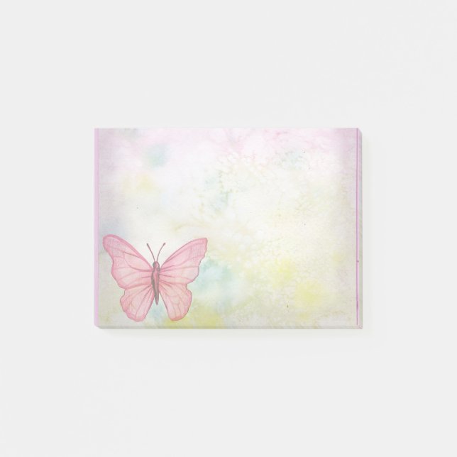 Schmetterling auf Wasserfarbe Post-it Klebezettel (Vorderseite)