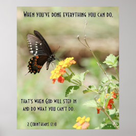Schmetterling auf Wildblumen, w Corinthians Verse Poster