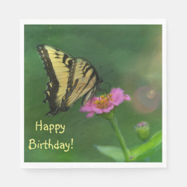 Schmetterling auf Zinnia Geburtstag Serviette