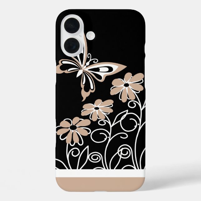 Schmetterling aus geröstetem Mandeln und Blume iPhone 16 Plus Hülle (Rückseite)