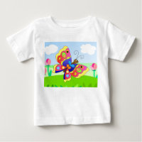 Schmetterling aus hellem Cartoon unter Blume