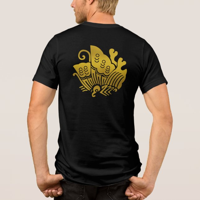 Schmetterling aus japanischem Familienwappen-Frack Tri-Blend Shirt (Rückseite)