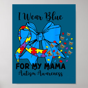 Schmetterling Autismus Schleife ich trage Blau für Poster