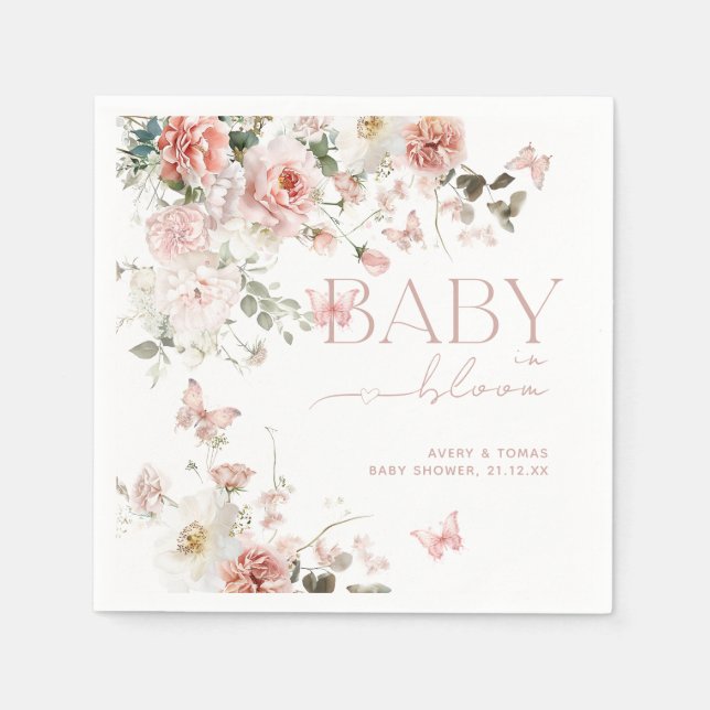 Schmetterling Baby in Bloom Pink Floral Baby Dusch Serviette (Vorderseite)