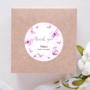 Schmetterling Baby Shower Danke Runder Aufkleber