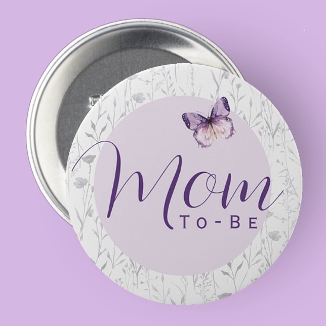 Schmetterling Baby Shower Mom To Be Button (Butterfly Baby Shower Mom To Be Button)