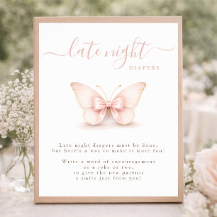 Schmetterling Baby Shower Spiel Late Night Windeln Poster