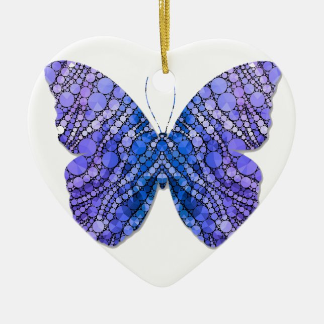 Schmetterling bedruckt Herz geformt Ornament (Vorne)