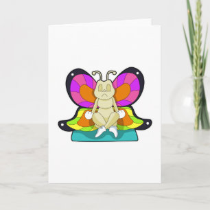 Schmetterling beim Yoga im Schneidersitz Karte