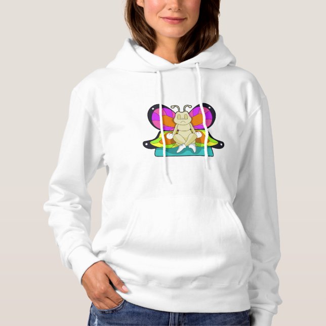Schmetterling beim Yoga in Cross-Binary Hoodie (Vorderseite)